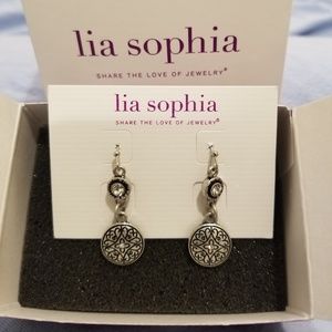 Lia Sophia silver earrings w cut crystals